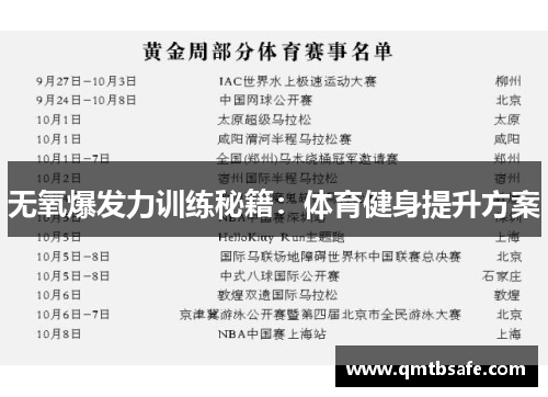 无氧爆发力训练秘籍:体育健身提升方案